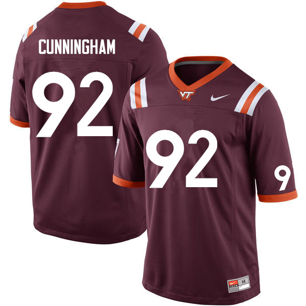 Men #92 Jaden Cunningham Virginia Tech Hokies College Football Jerseys Sale-Maroon